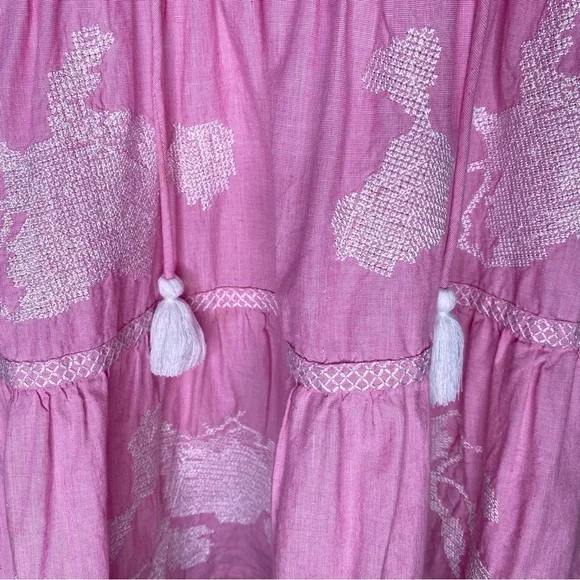 Rose and Rose Snaresbrook Pink Embroidered Floral Tunic Tassels Dress Size S - Picture 8 of 16